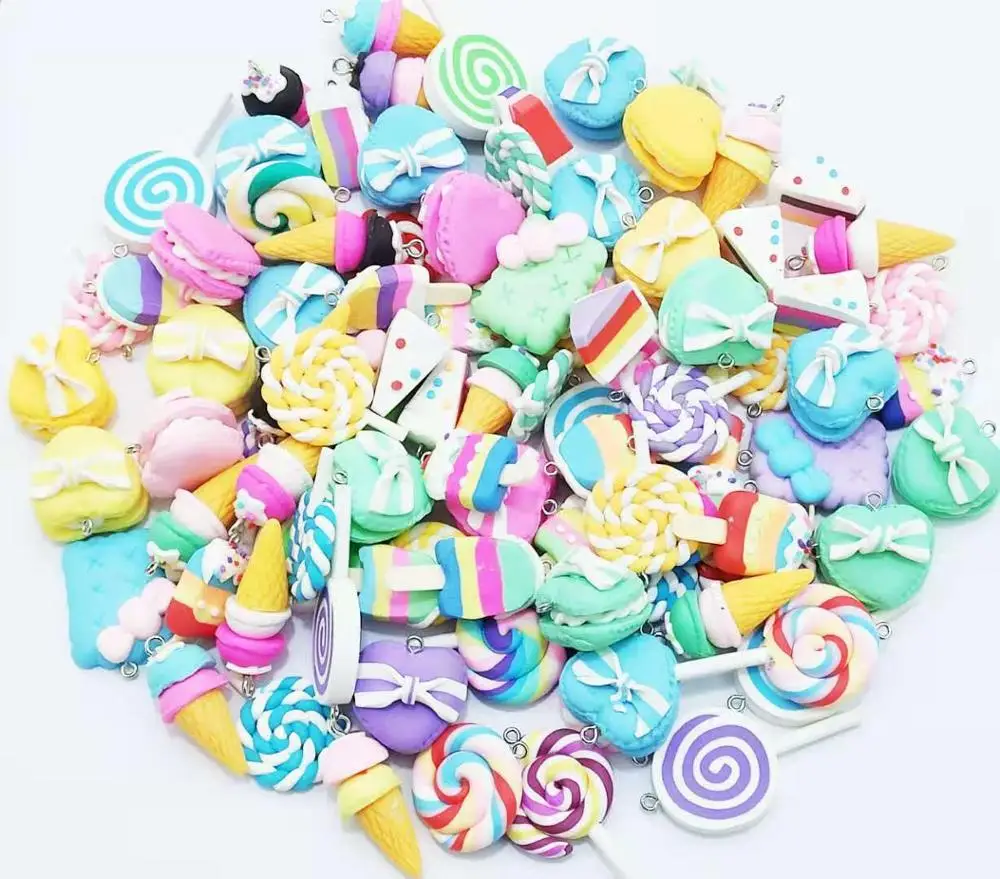 

100PCS Mixed Lollipop Ice Cream Biscuits charms picked at random R012