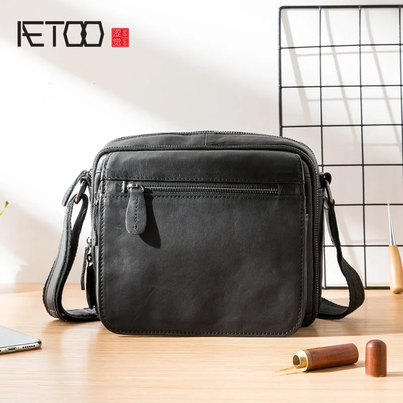 AETOO кожаная мужская сумка на плечо шпильке повседневная почтальонская трендовая