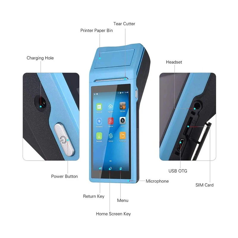 POS-терминал NETUM Android чековый принтер ручной КПК Bluetooth Wi-Fi 3G NFC портативный сканер