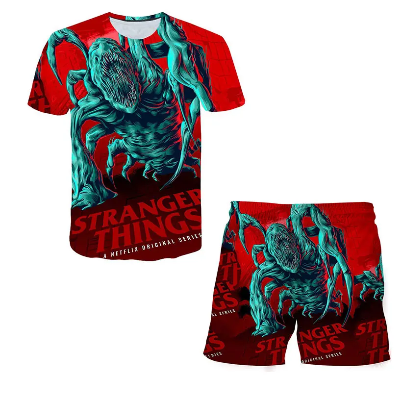 

2021 3D Printing suit estranho histria em torno coisas estranhas t camisas menino/menina suit manga curta t-shirts moda engra