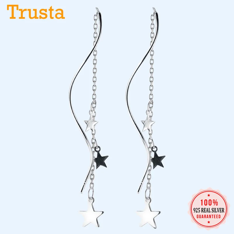 Серьги подвески из серебра 925 пробы со звездами|Серьги-подвески| |