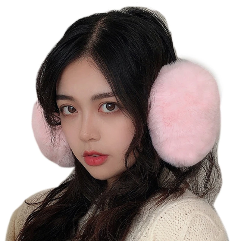 

Women Men Winter Thicken Fluffy Plush Earmuffs Headband Simple Solid Color Adjustable Ear Covers Warmers Hair Hoop