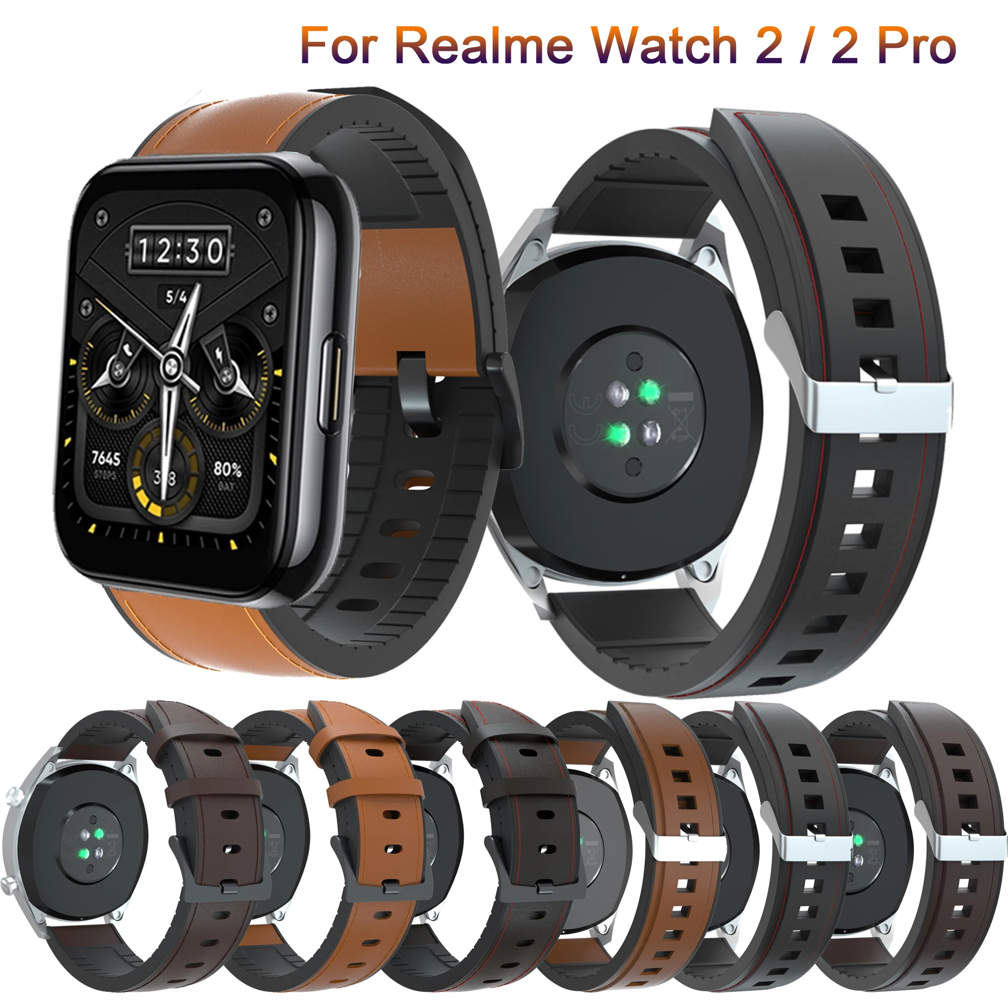 

Genuine Leather Watchband For Realme Watch 2 / 2 pro Smart Wristband Bracelet For Realme Watch S / pro Strap Accessories Correa