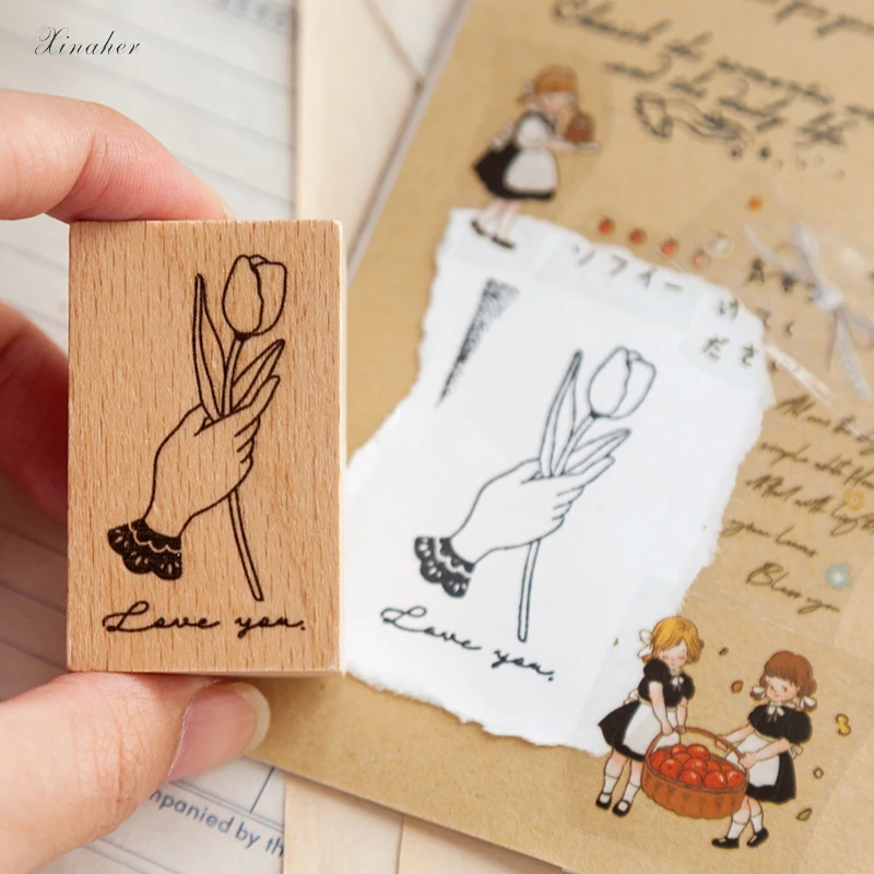 XINAHER винтажная девушка цветок жест украшение штамп для скрапбукинга