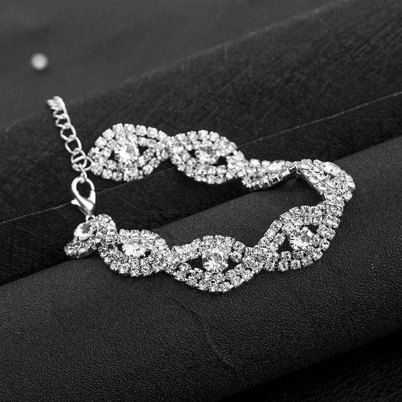 Shining Luxury Romantic Crystal Bracelet Full Zircon for Women Girls Wedding Party Jewelry Valentine lover | Украшения и