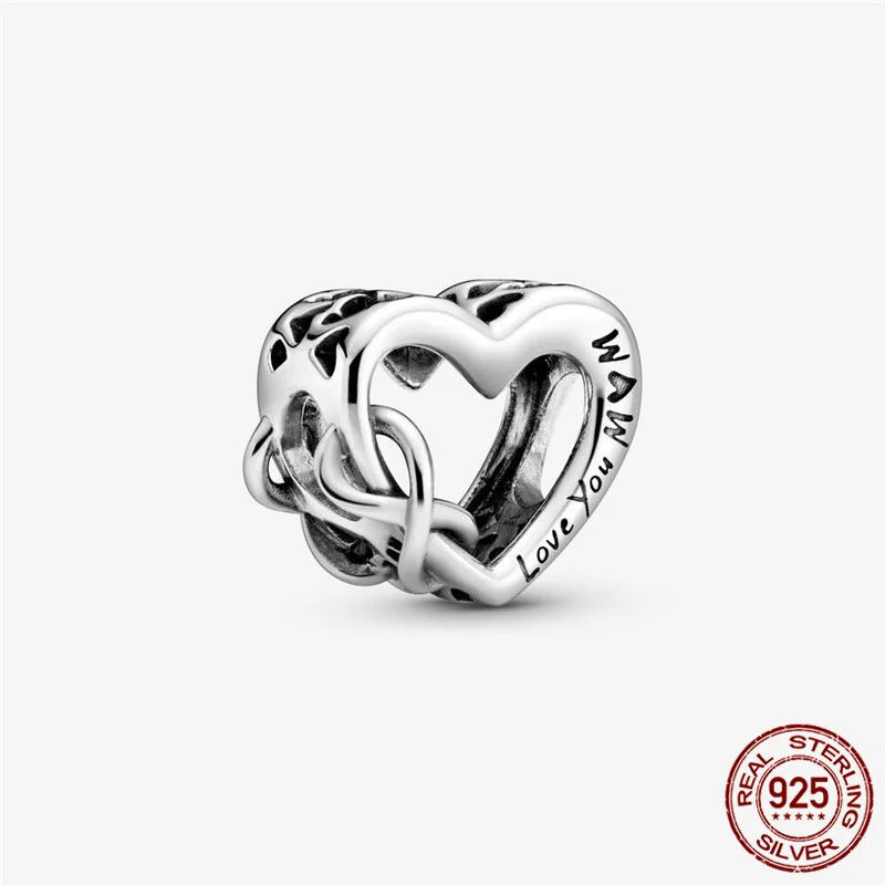 

100% реальные 925 пробы серебро Люблю Тебя мама/I Love You ажурная подвеска в форме сердца, соответственные Европейской 3 мм браслет, сделай сам, юве...