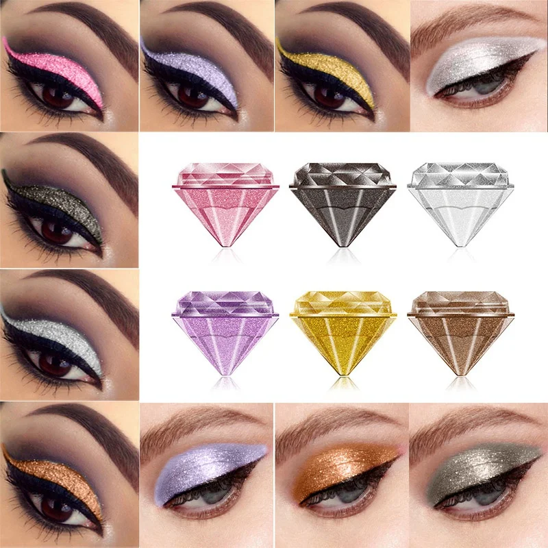 6 цветов Алмазные мерцающие жидкие тени для век Очаровательная Палитра пигментов
