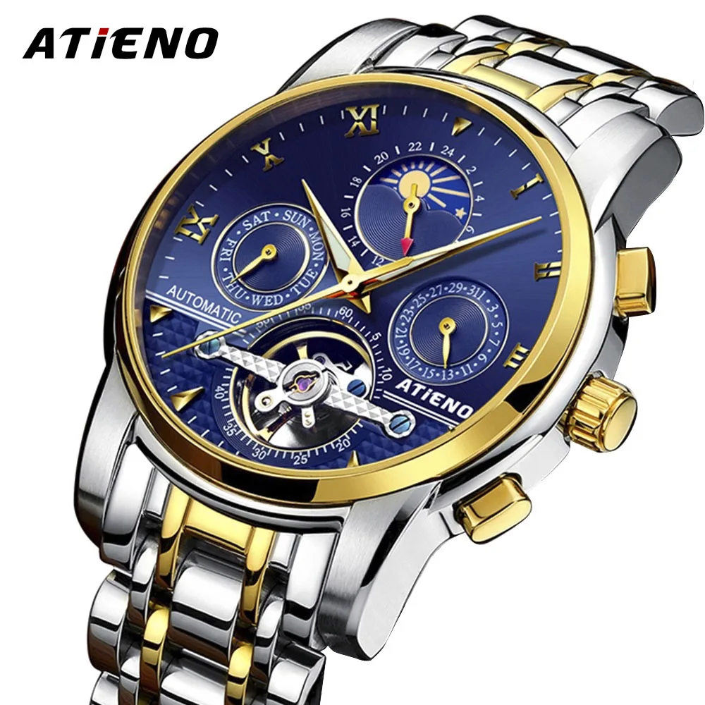 Мужские часы из нержавеющей стали автоматические механические Роскошные