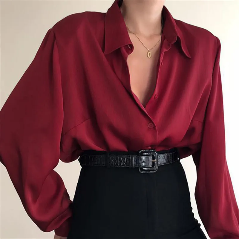 Женская рубашка на пуговицах женская элегантная офисная Повседневная Блузка с