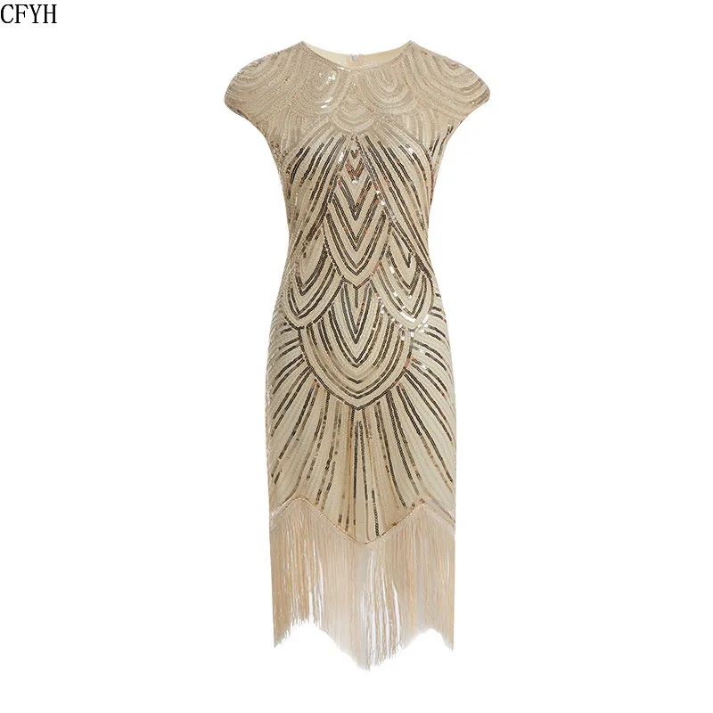 Женское винтажное платье Great Gatsby 1920 года, платье с блестками, с круглым вырезом, с кисточками, облегающее, с бисером, макси, вечерние платья, длинные платья