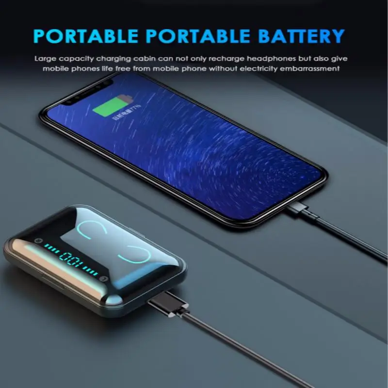 TWS Bluetooth 5.0 Headphones Wireless Earphone 9D Stereo IPX7 Waterproof Earbuds With 2000mAh Charing Case LCD Display Repair |