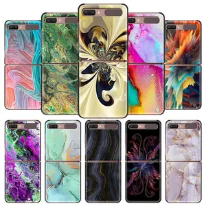 phone case for samsung galaxy z flip cover for zflip 5g cover black hard shell back luxury capa fundas colour marble texture free global shipping