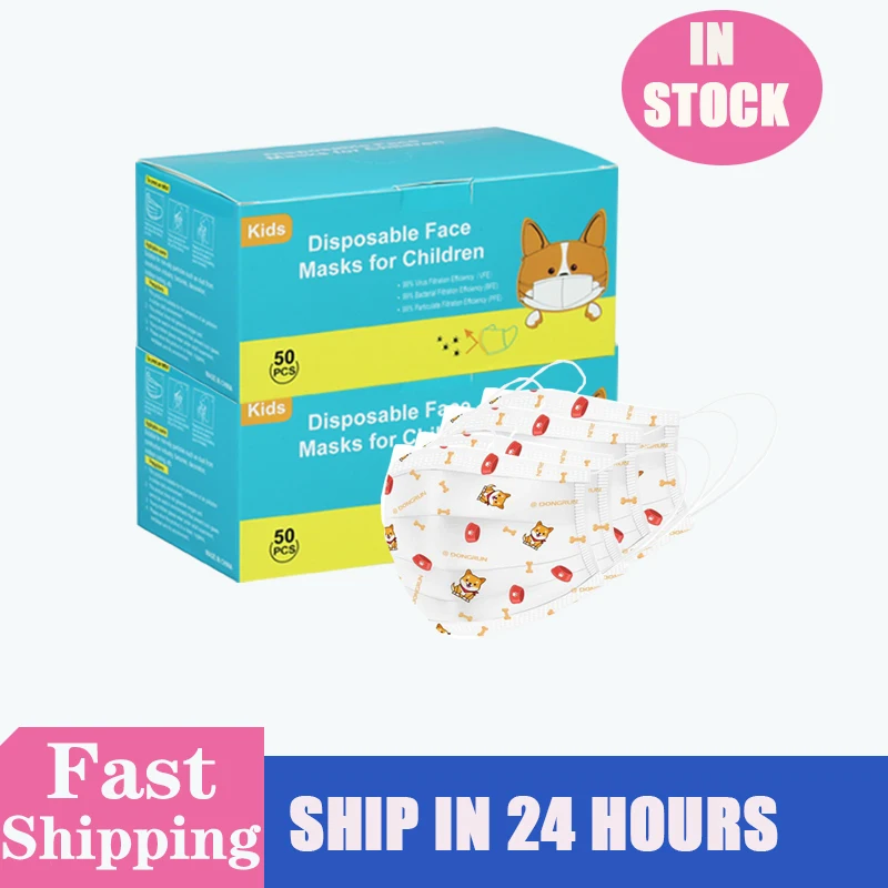 

Cartoon Kids Disposable Mask 3 Layer Breathable Children's Protective Meltblown Non Wovens Mask Thick Warm Face Earloop Mask