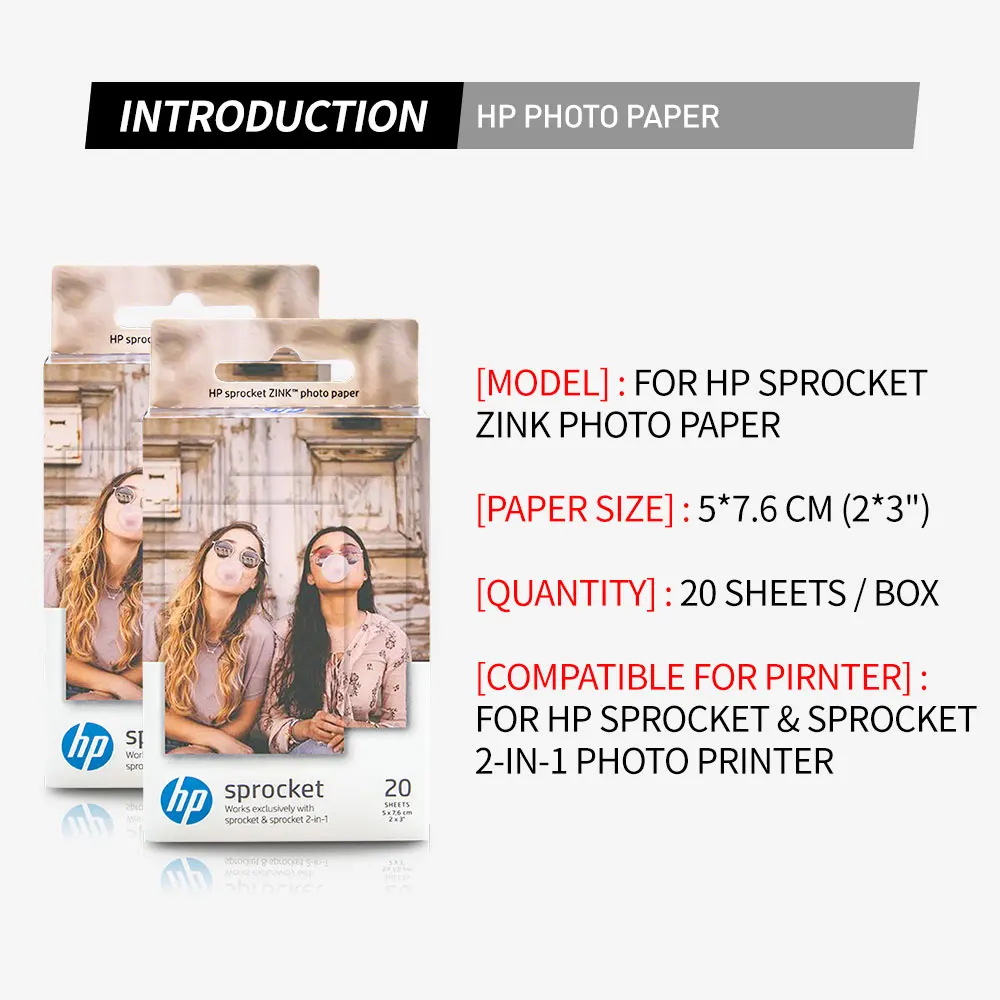 Absonic 60 Sheets Compatible Sprocket ZINK Photo Paper for HP &amp 2-in-1 Printer Printing Sticker | Компьютеры и офис