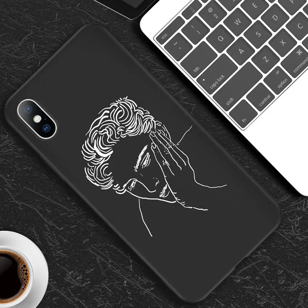 AC3412 Чехол для телефона для iPhone X XR XS 11 Pro Max 6 6s 7 8 Plus, абстрактное искусство, пара, любовь, сердце, рисунок, мягкий ТПУ Черный чехол - Цвет: AC3412