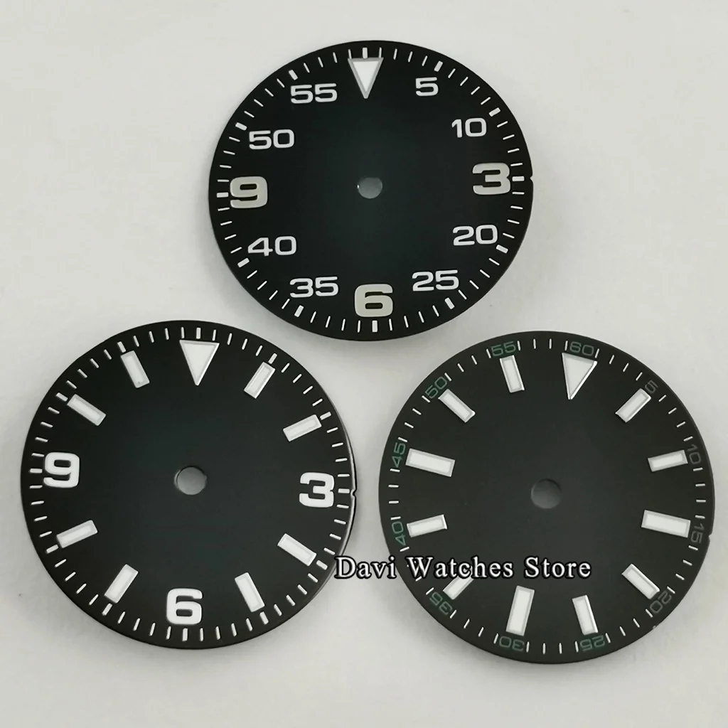 Новый 29 мм стерильный циферблат для часов зеленый светящийся подходит NH35/NH35A