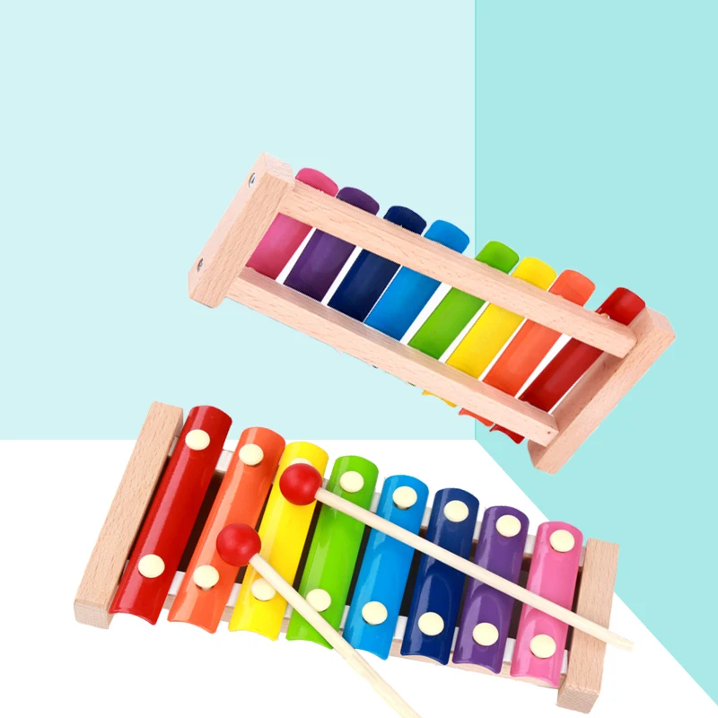 Octave стук пианино деревянные игрушки радужного цвета Детские Музыкальные