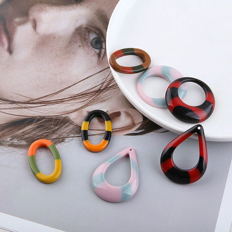 6 шт. Винтажные серьги в японском стиле контрастных цветов полые круглые капли