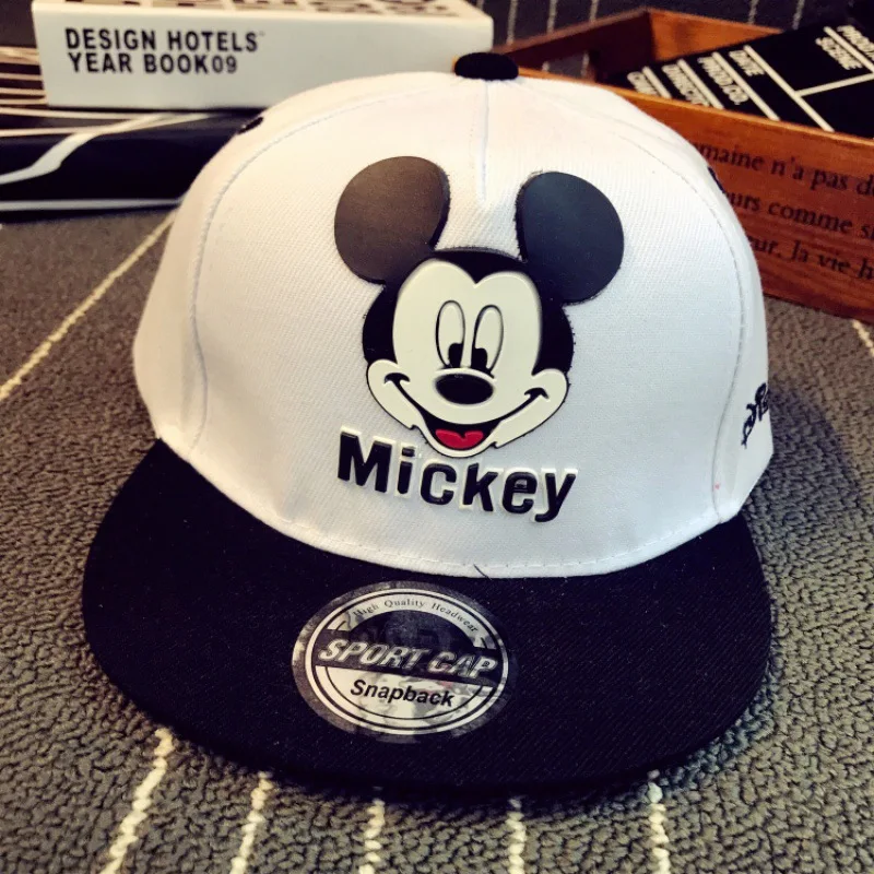 Детская шапка с рисунком Микки Мауса белая аниме в стиле хип-хоп ушками плоский