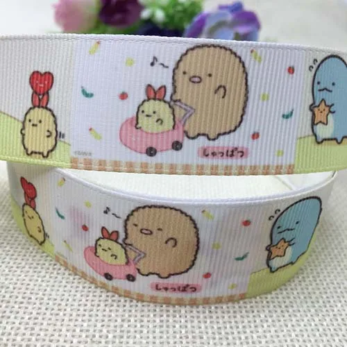 Multi-Colored 1 ''(25 мм) Новая печатная японская мультяшная лента из grosgrain лента из мультфильма diy аксессуары для волос 5 ярдов 3601 - Color: Multi-Colored