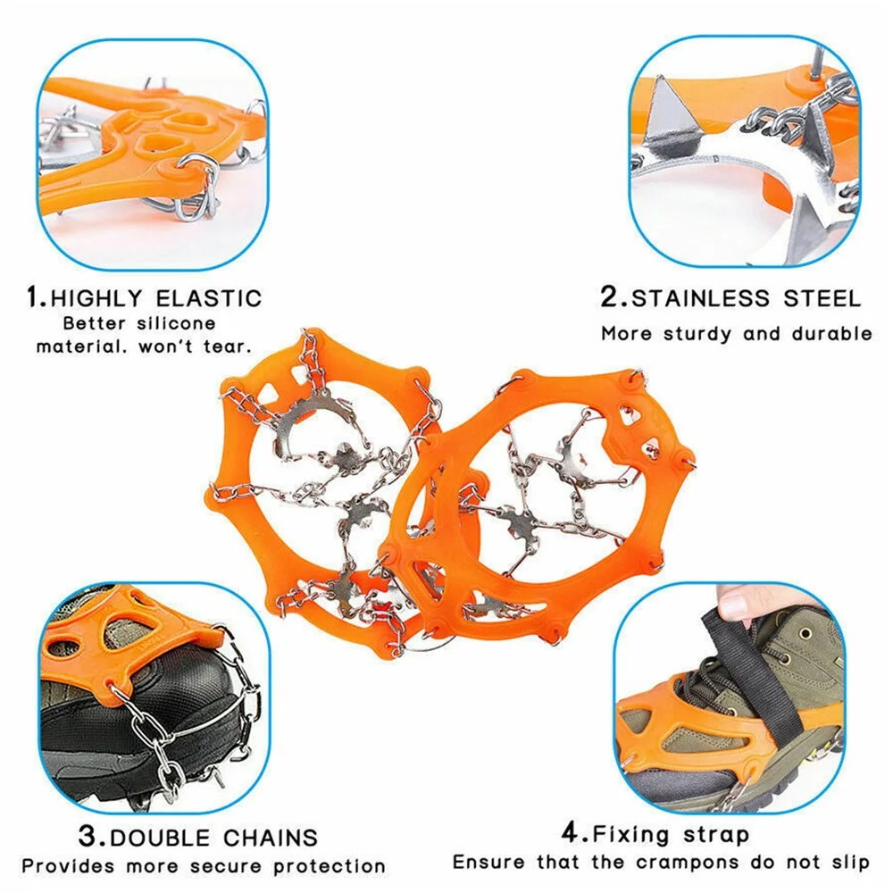 

18 Teeth High Elastic Crampons Set 2pcs Ice Snow Crampons Anti-Slip Climbing Gripper Ice Cleats Crampones 2021New