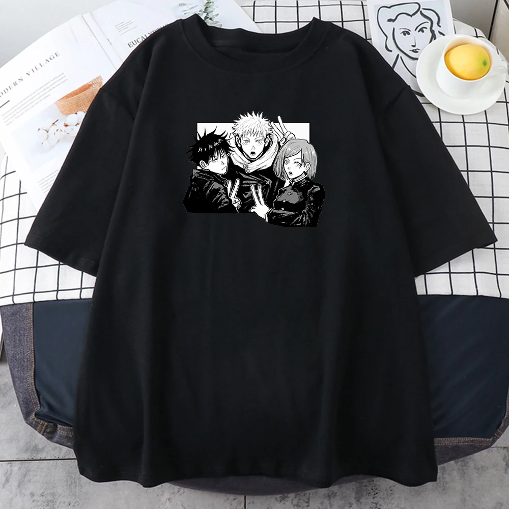 

Женская футболка с принтом Yuji Itadori, свободная уличная одежда в стиле хип-хоп, модная комиксная футболка, белая Базовая женская футболка, лето