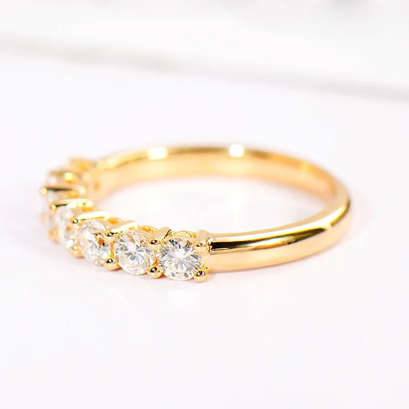14K желтое золото DF цвет Moissanite кольцо вечерние ювелирные изделия Свадьба