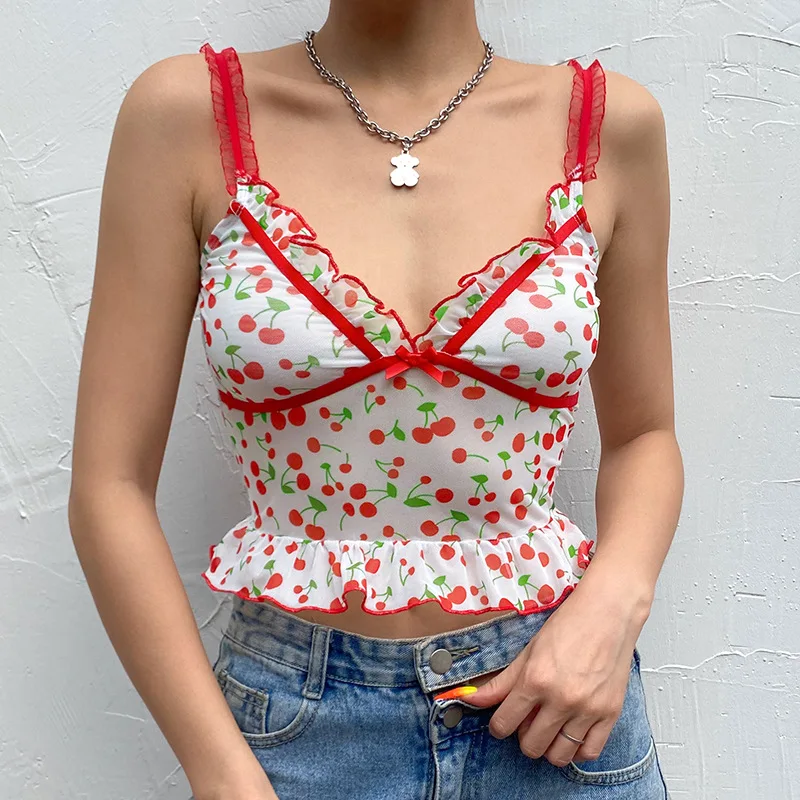 Для женщин сексуальный укороченный топ на бретельках Симпатичные спагетти