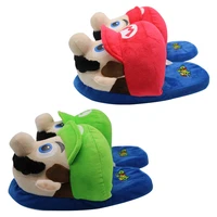 super mary louis plush slippers cartoon cute mario slippers parent child home non slip warm cotton slipper children birthday toy