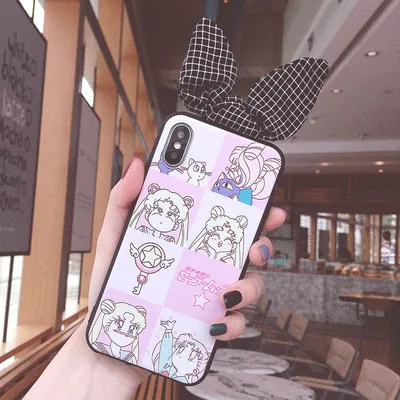 As shown in Чехол для телефона SAM Note 10 с милым 3D рисунком Сейлор Мун для samsung Note8/9/S10/S9 plus/S8/S7 Edge с кроличьими ушками - Цвет: As shown in
