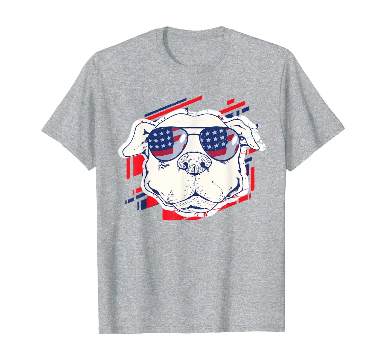 

American Pitbull Terrier Wearing Stars Stripes Sunglasses T-Shirt