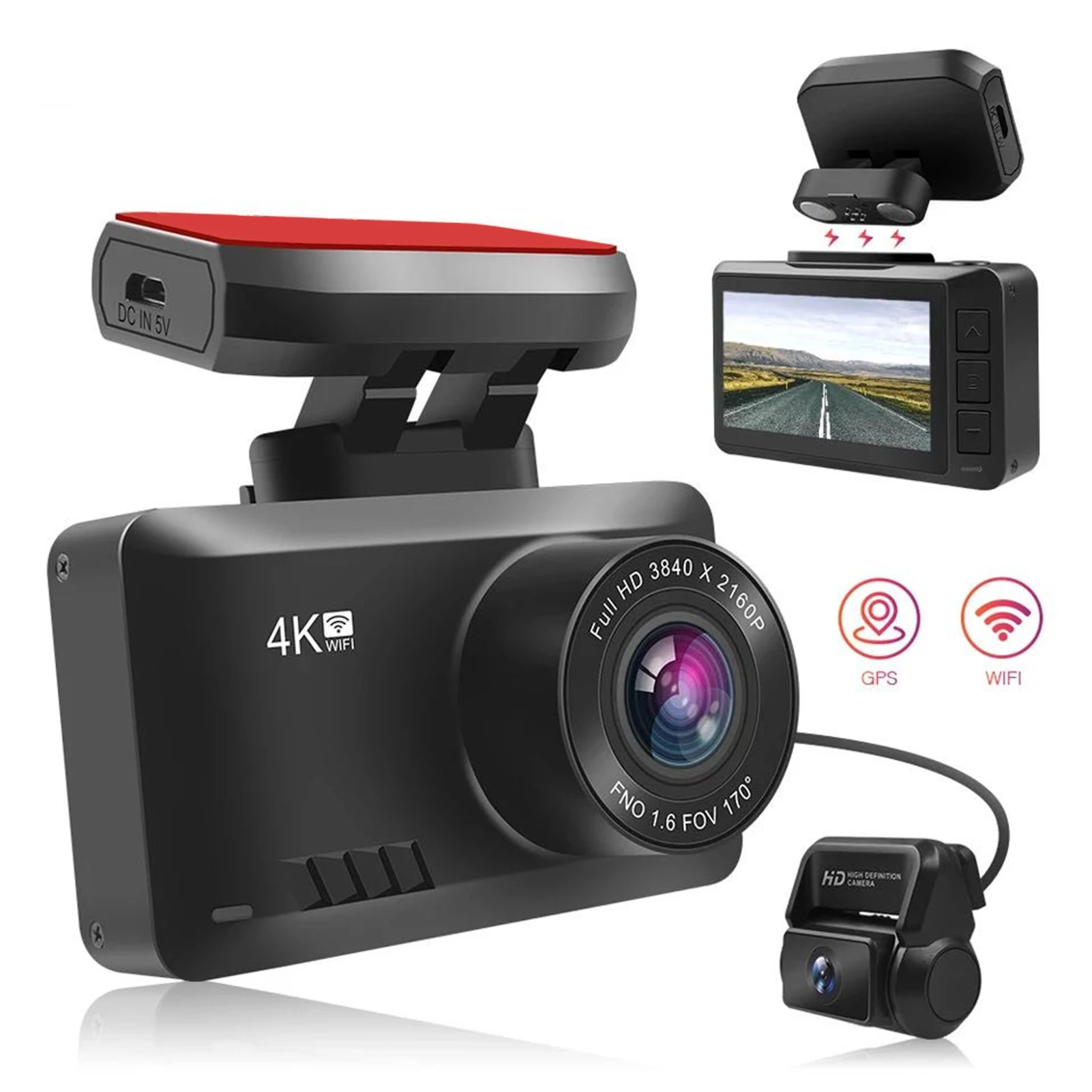 170 градусов видеорегистратор с разрешением 4K 1080P Автомобильный функцией ночного