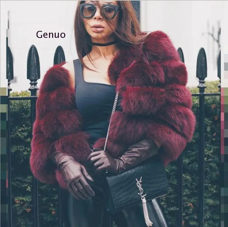 2020 искусственный мех енота зимняя куртка для женщин большой пушистого