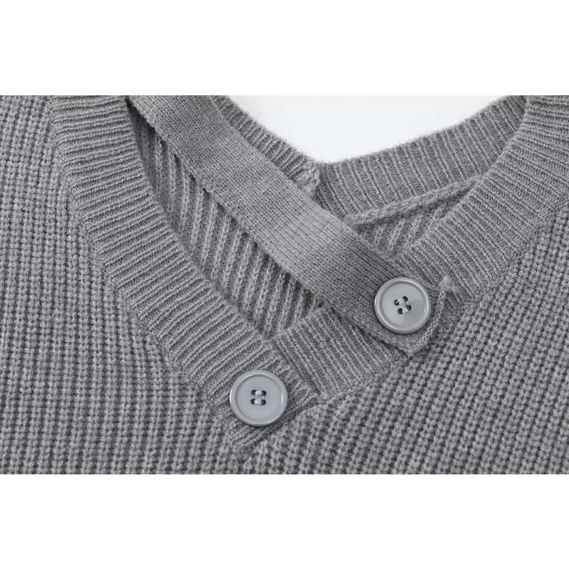 

Sister Fara New Spring Autumn Woman's V-Neck Thicken Gray Sweater Loose Hedging Korean Lantern Sleeve Rabbit Hair Black Coat