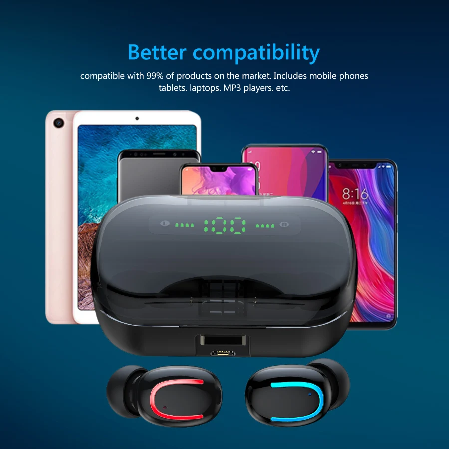 Q82 TWS беспроводные наушники 8D стерео мини Bluetooth наушники 5,0 с двойным микрофоном спортивные водонепроницаемые наушники гарнитура для автоматического сопряжения