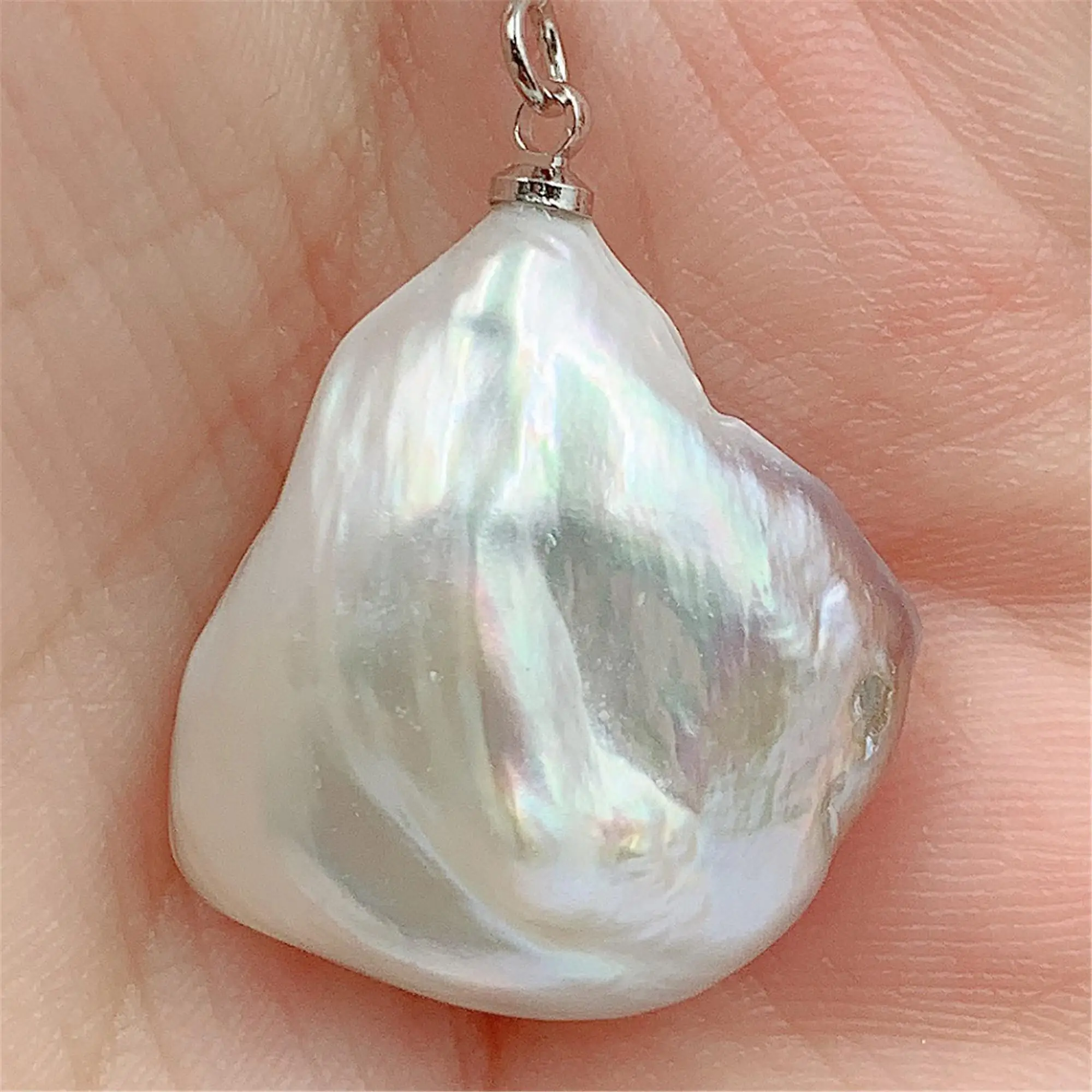 20x21mm White Baroque Pearl Pendant Necklace 18 inches Gift Jewelry Wedding Real Chain | Украшения и аксессуары