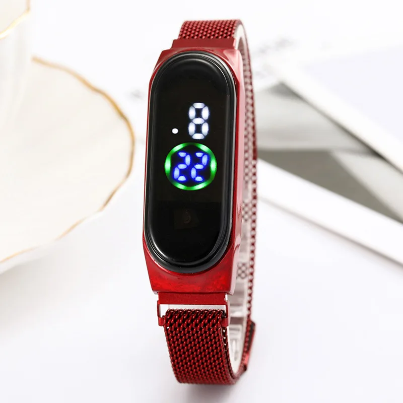 

Women Watch Ladies Touch Screen LED Watches Rose Gold Magnetic Mesh Belt Electronic Clock Digital Wristwatches Relogio Feminino