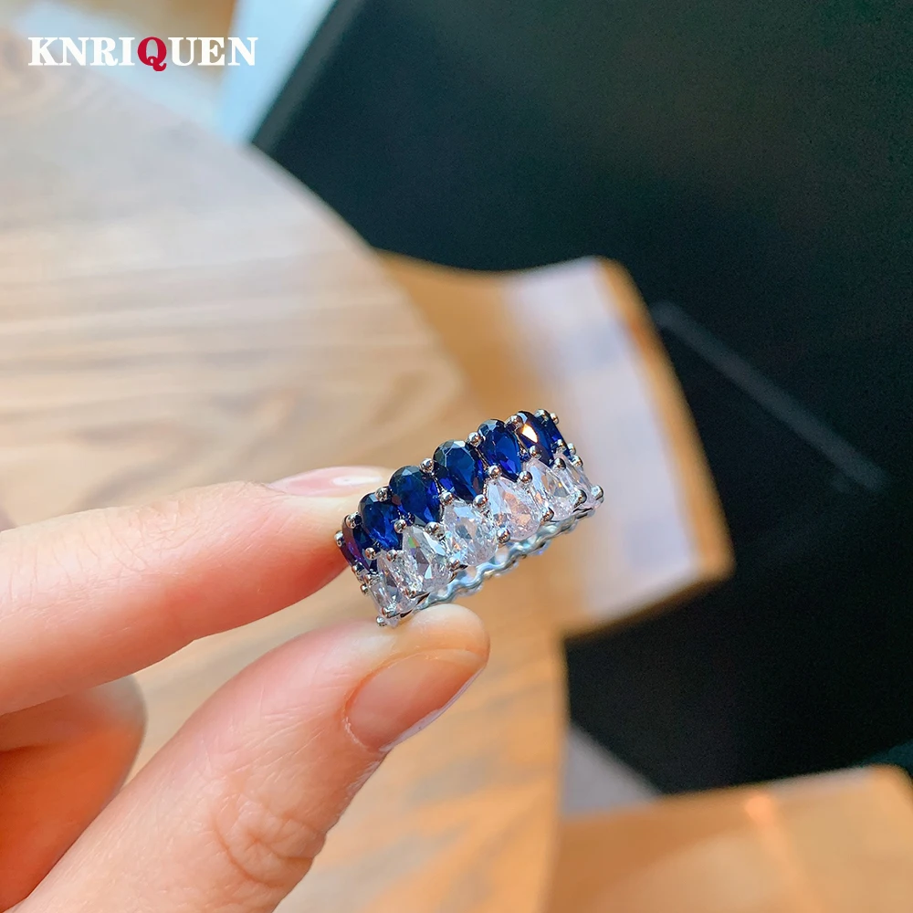 

Vintage 925 Sterling Silver 4*6MM Ruby Sapphire High Carbon Diamond Ring for Women Party Wedding Ring Fine Jewelry Charms Gift