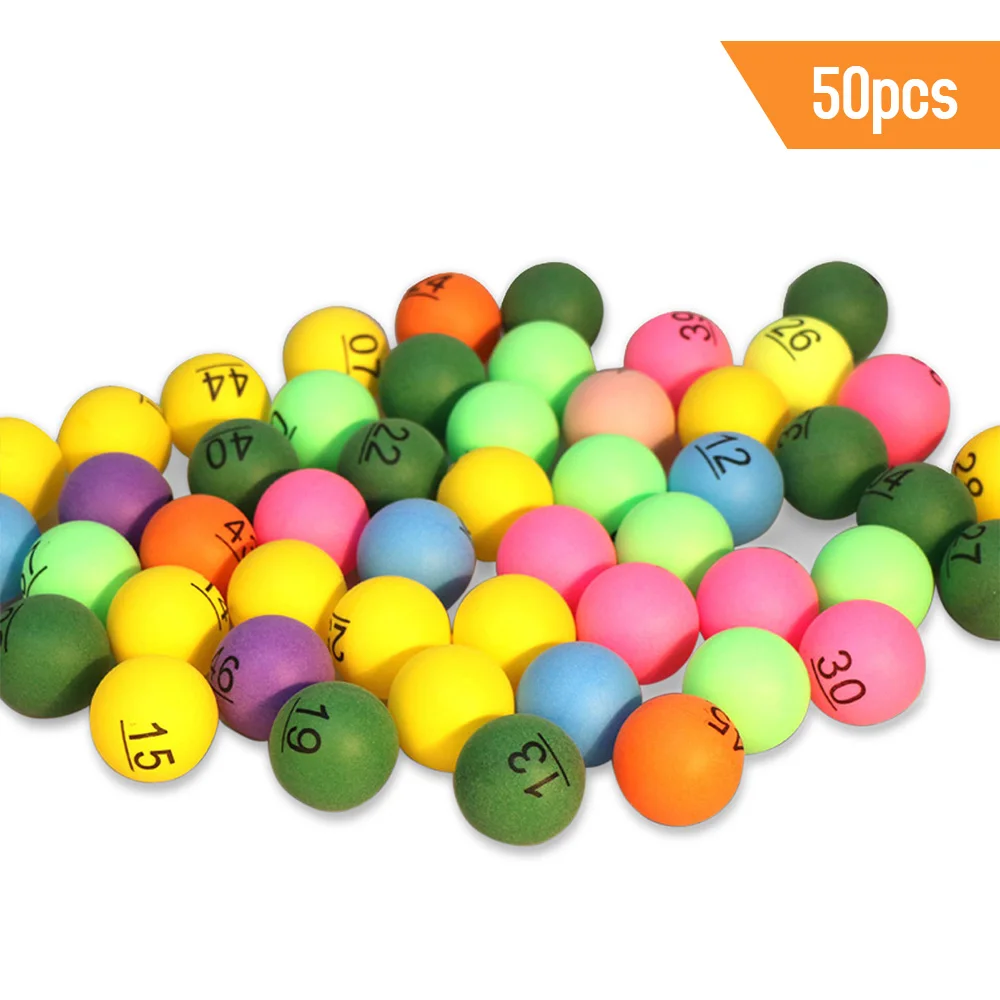 

50Pcs Number Printed Ping Pong Balls 40mm Colored Raffle Balls Entertainment Table Game Balls Mixed Colors Ping Pong Balls