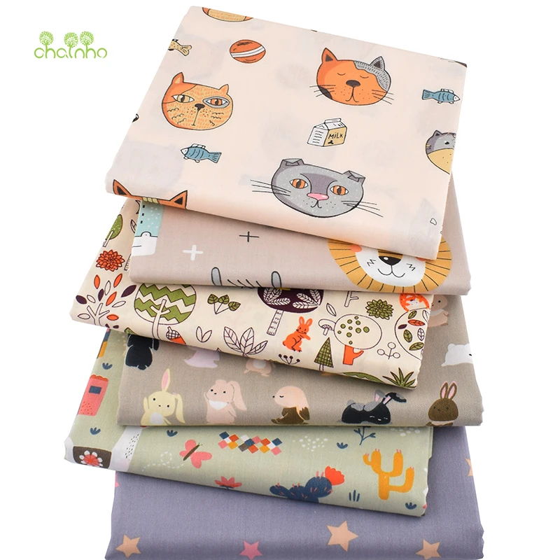 Chainho, серия Happy Animal мультфильм, печать твиловая, хлопковая ткань, Лоскутная Одежда для DIY шитья для малышей и детей