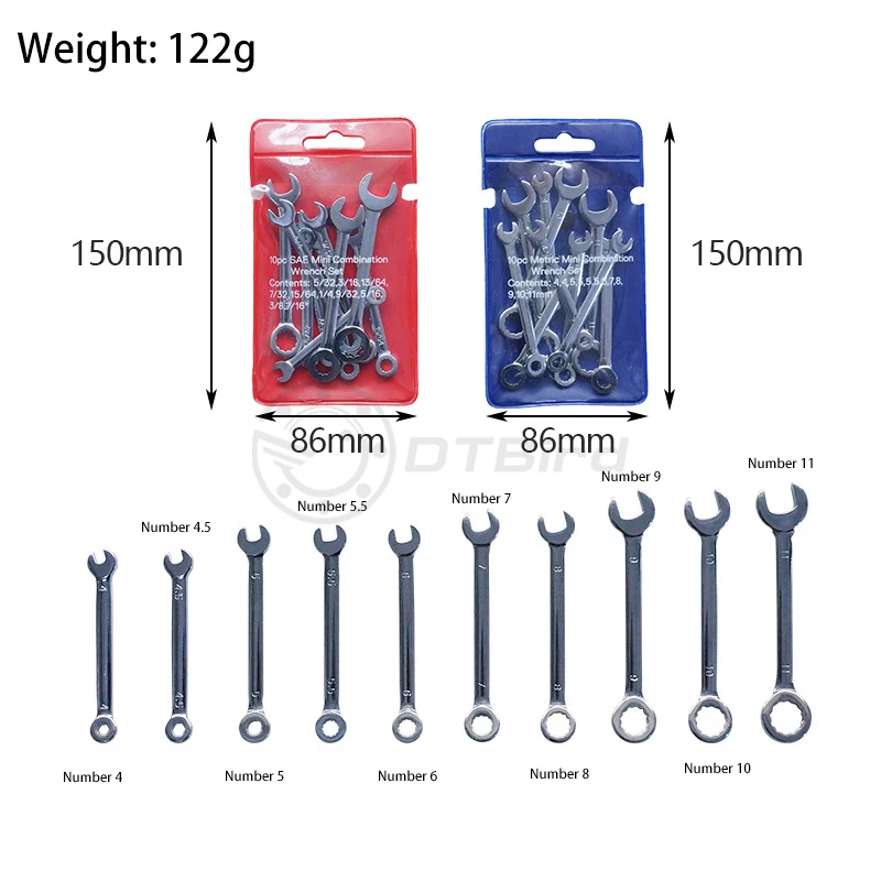 10pcs metric / British Mini mirror throw open-end wrench box set pocket polishing solid and durable | Инструменты