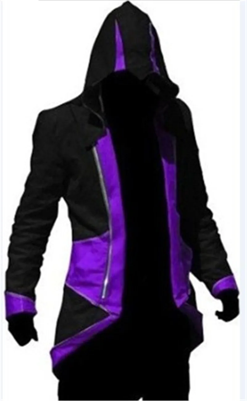 Black and Purple Assassin's Creed Косплэй куртка Connor костюм на Хэллоуин - Цвет: Black and Purple
