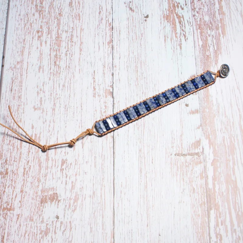 Браслет из натурального камня однослойный браслет бисера плетеный кожаный