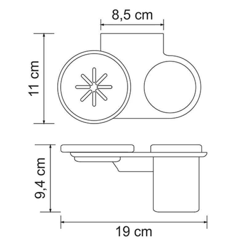 Держатель мыльницы и стакана WasserKRAFT Kammel K-8326 (двойной подвесной хромоникелевое