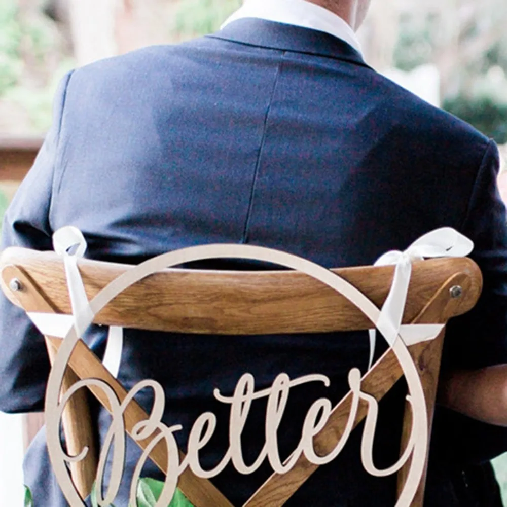 Золотой Деревянный Свадебный круглый стул на спине Креативный кулон английская