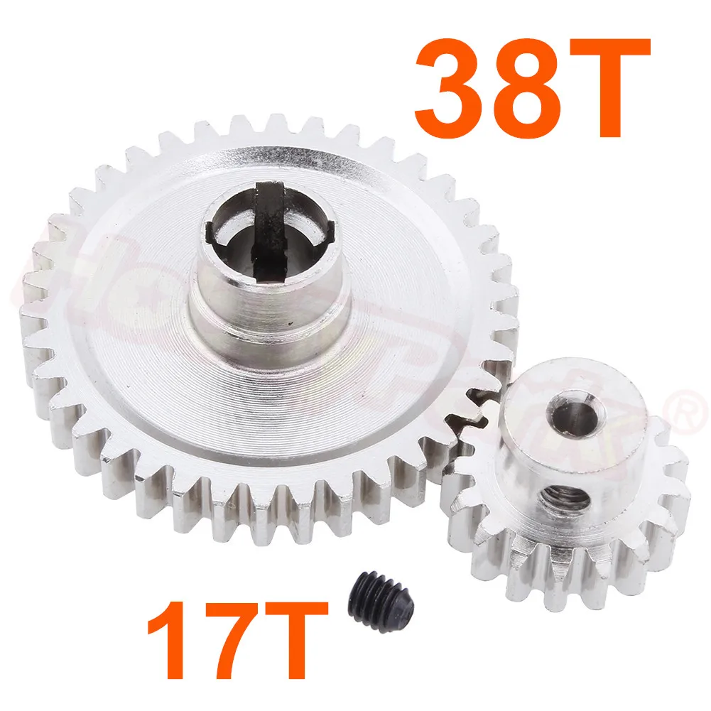 2 шт. металлическая Шестерня WLtoys A959 Steel Diff шестерня 38T и мотор 17T для 1/18