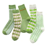 qvrxdt 1pairs korea green cotton short socks women unisex classic dot striped patterned socks college breathable sport sock