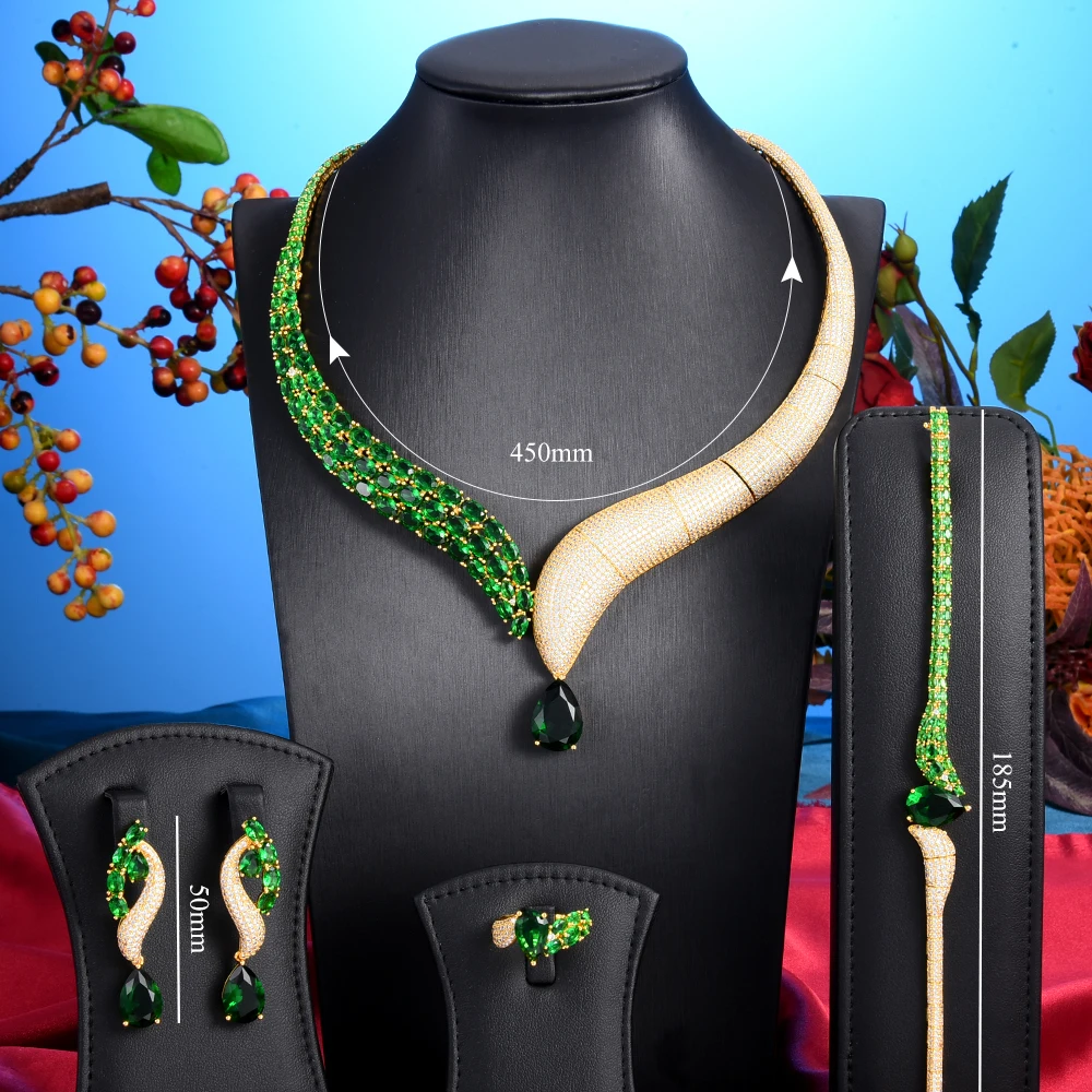 

GODKI 4PCS Luxury Green purple Mixed Big Statement Jewelry set For Women Wedding Cubic Zircon CZ African Dubai Bridal Jewelry