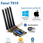 1750 Мбитс Fenvi T919 802.11ac 2,4G5 ГГц двухдиапазонный Настольный ПК Bluetooth 4,0 PCIe Wi-Fi адаптер BCM94360CD для MacOS Hackintosh