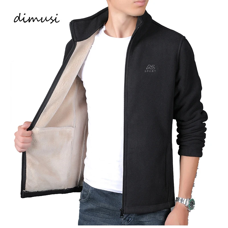 

DIMUSI Winter Men's Jackets Casual Outwear Thick Velvet Thermal Jackets Mens Slim Fit Stand Collar Fleece Warm Jackets Clothing
